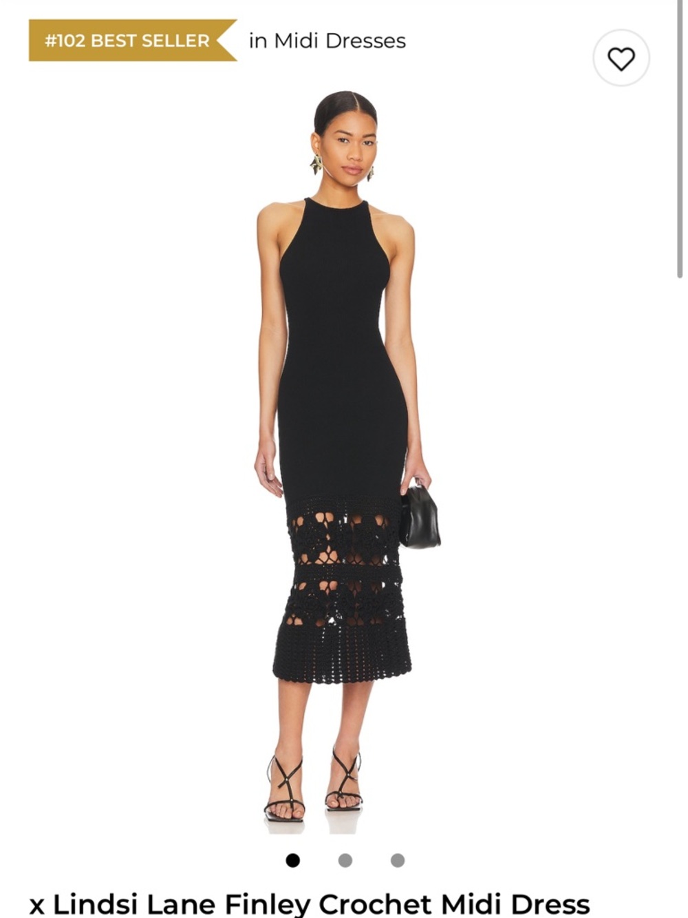 Tularosa Black Crochet Hem Midi Dress